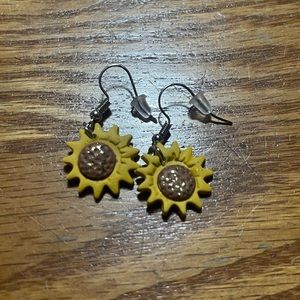 Clay sunflower earrings